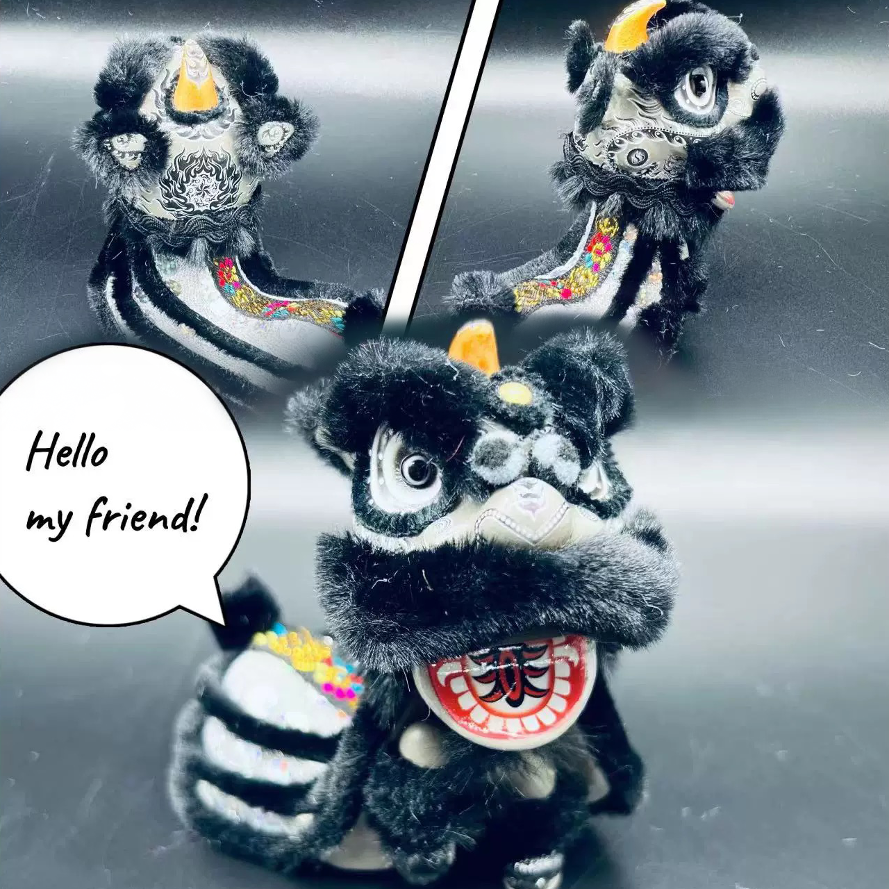 Lucky Lion Charm: Hand-Painted Mini Dance Guardian｜Portable Cultural Gallery